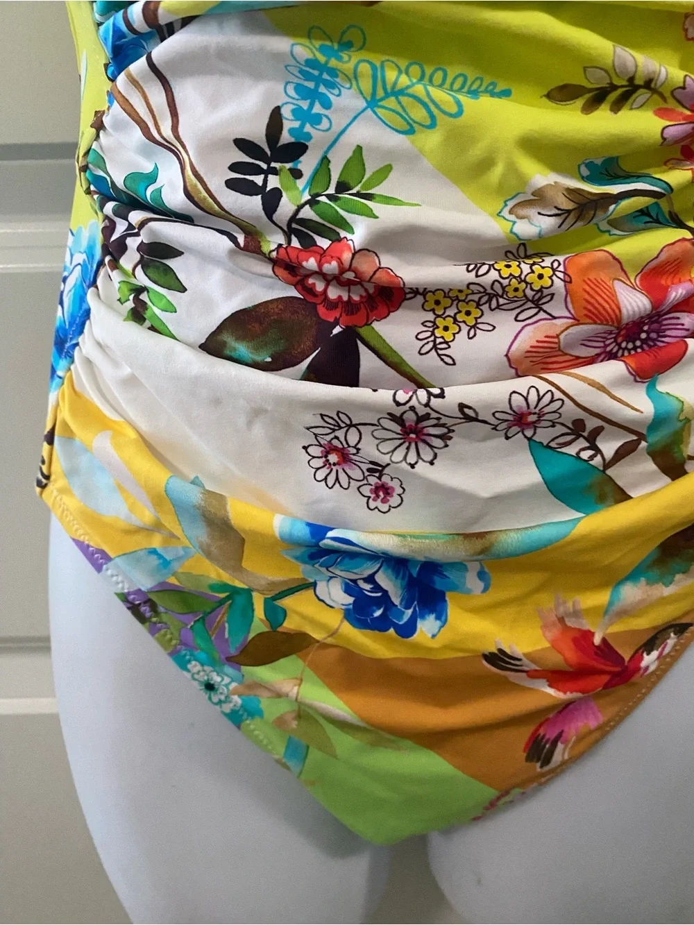 Johnny Was Yellow Floral One-Piece Swimsuit
